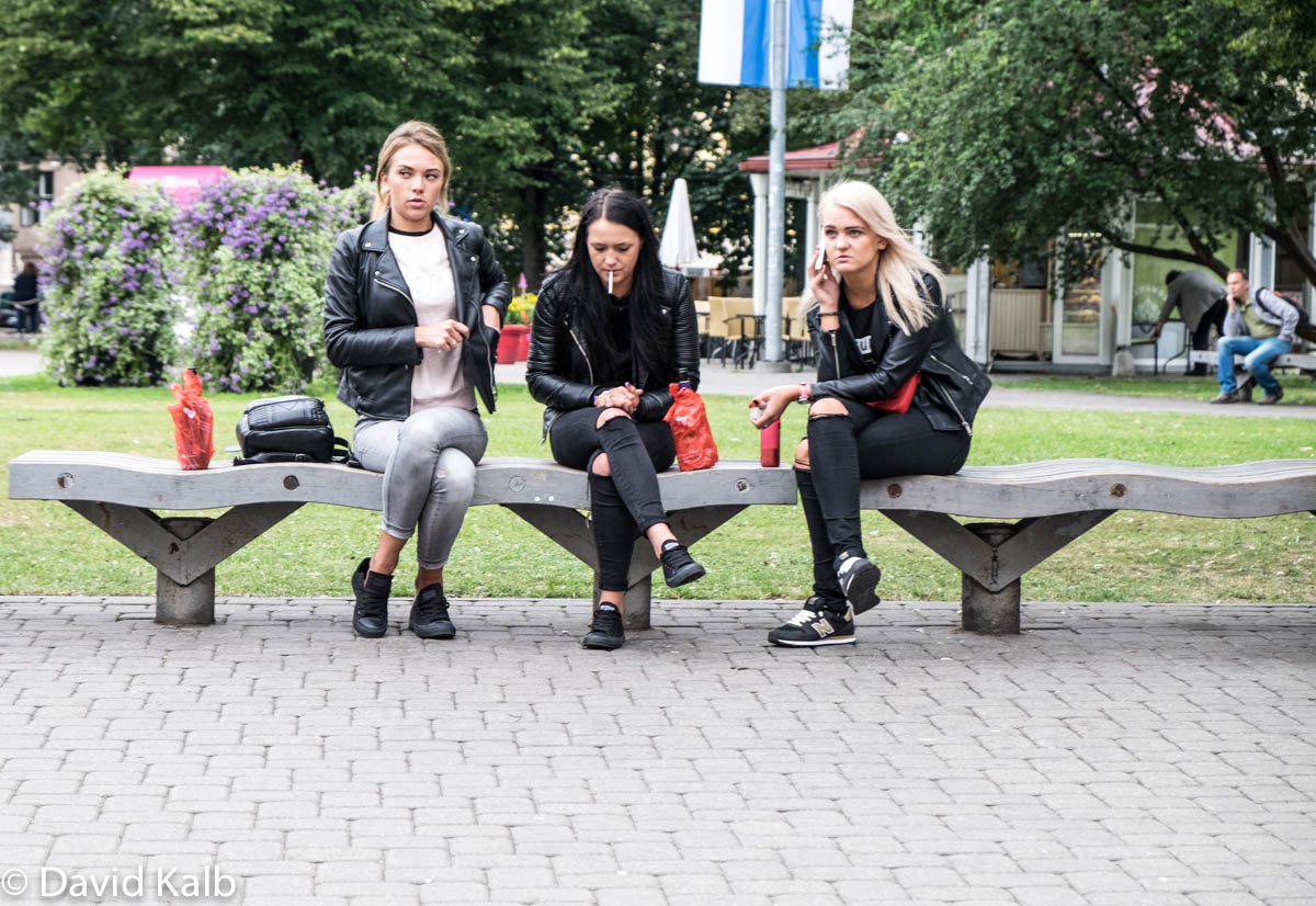 Three Women on Park Bench